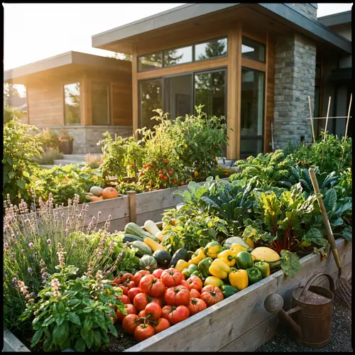 Vibrant Organic Vegetable Garden at Modern Home | Growing Season