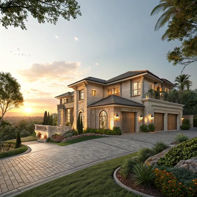 Elegant Modern House in Golden Hour Elegant Modern House in Golden Hour