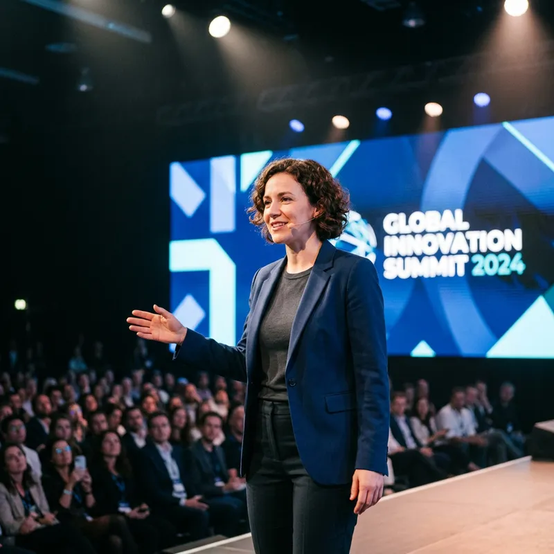 Realistic Keynote Speaker Photos on Stage