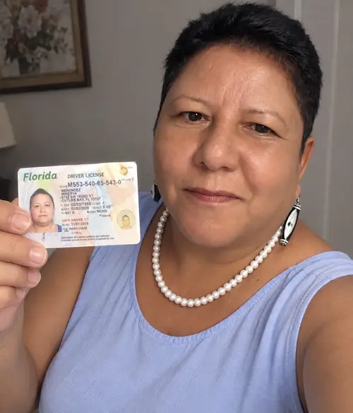 Florida Woman Taking Selfie with ID Card