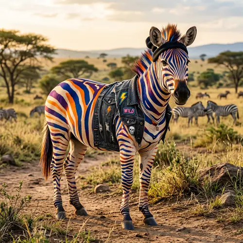 Stylish Zebra with Colorful Stripes