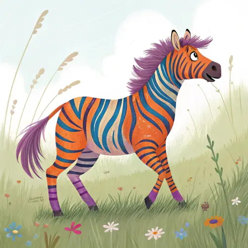 Stylish Zebra with Colorful Stripes