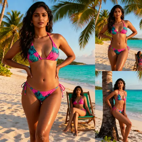 Stylish Beach Glamour: Captivating South Asian Beauty
