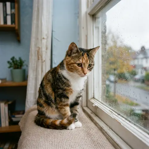 Sad Domestic Cat: Expressive Melancholic Eyes