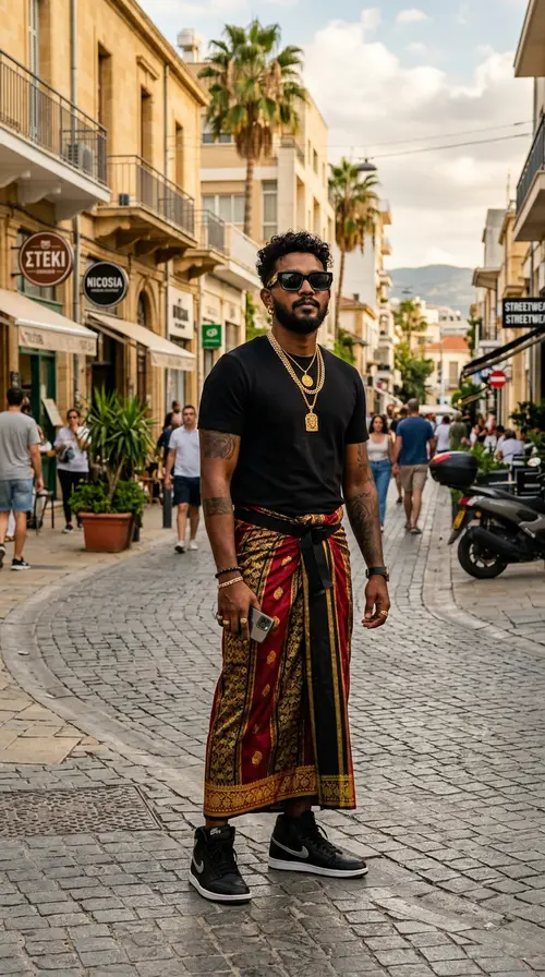 Trendy Sri Lankan Rapper in Nicosia Street Style