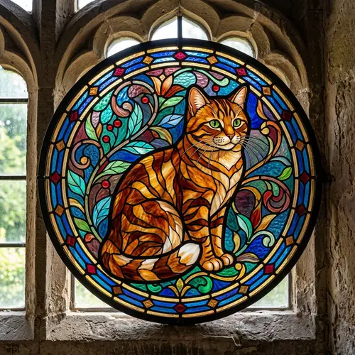 Stained Glass Cat Art