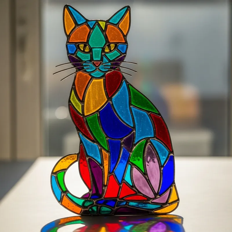 Stained Glass Cat Art