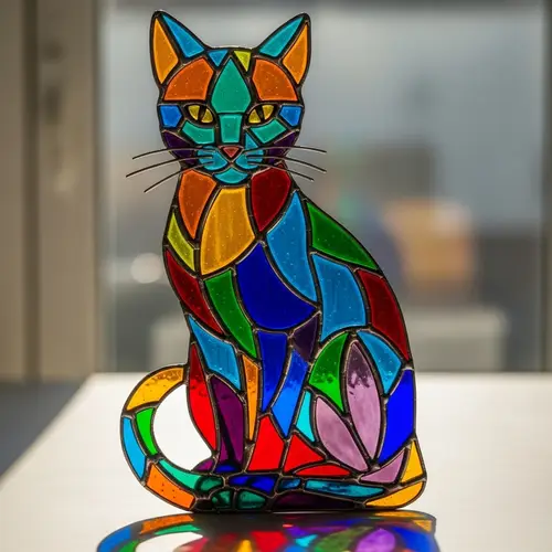 Stained Glass Cat Art