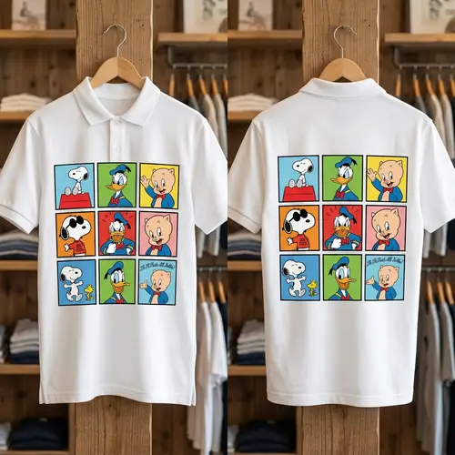 Custom Polo Shirt with Cartoon Characters