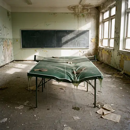 Sad Ping Pong Table Melting in Classroom