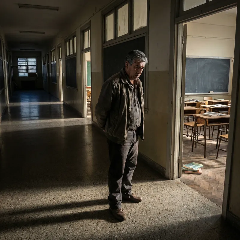 Alone Professor in Empty School
