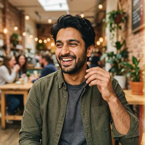 Vintage South Asian Dating Profile Portrait with Charm & Friendliness