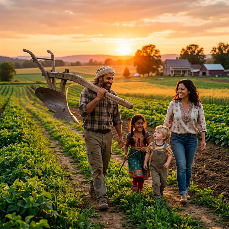 Family Farming Adventure with Plow and Kids