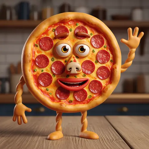 Unique Talking Pizza with Eyes and Arms