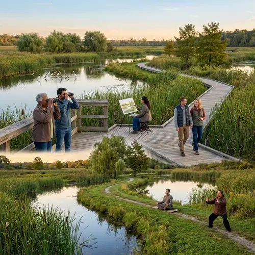Tranquil Wetland Ecosystem: Enhancing Wellbeing Through Nature Activities