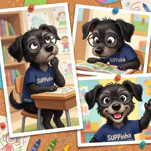 Playful Black Dog Character for Kids - SUPPinha
