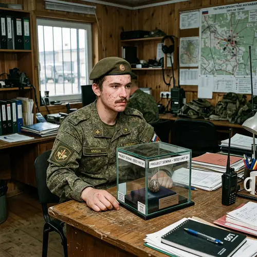 Misha Guarding Seed in Military Office
