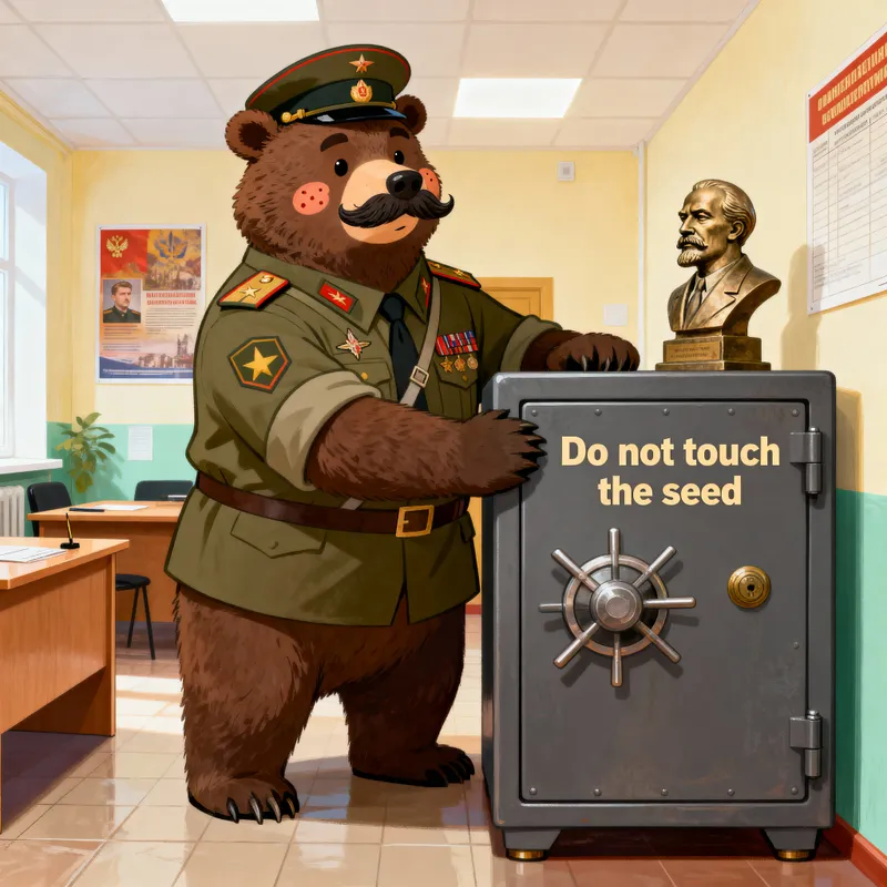 Misha Guarding Seed in Military Office