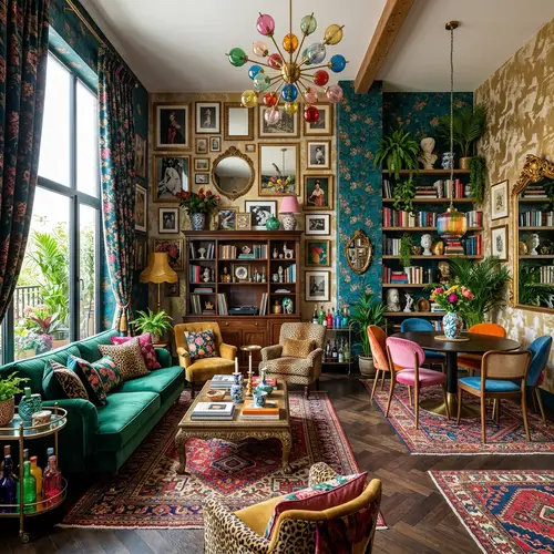 Maximalist Modern Lounge & Dining Room Design