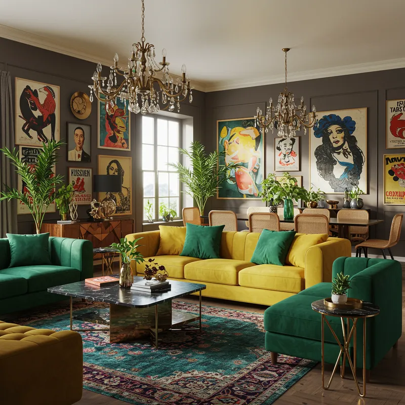 Maximalist Modern Lounge & Dining Room Design