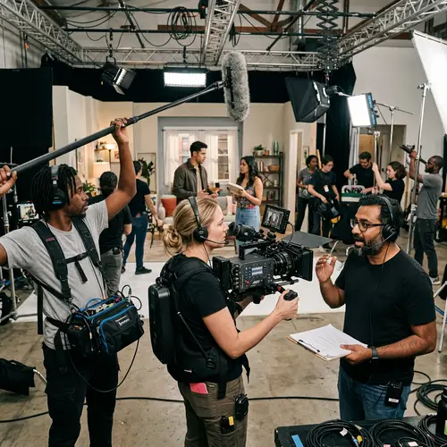 Dynamic and Modern Film Production with Diverse Cast and Crew