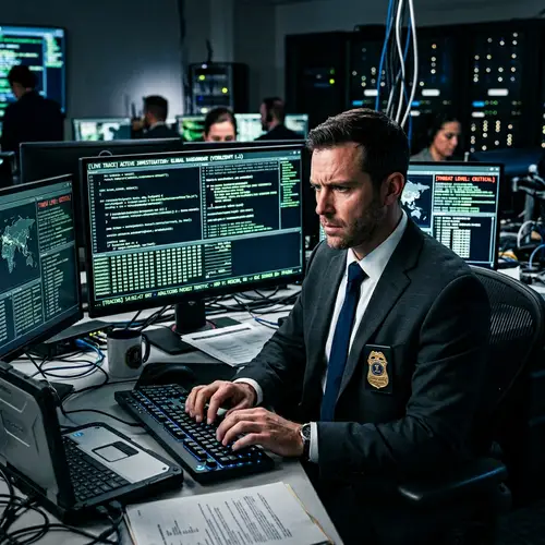 Male Cyber Security Expert Tracking Viral Ransomware | FBI Specialist