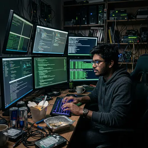 Mysterious South Asian Digital Hacker in Intense Atmosphere