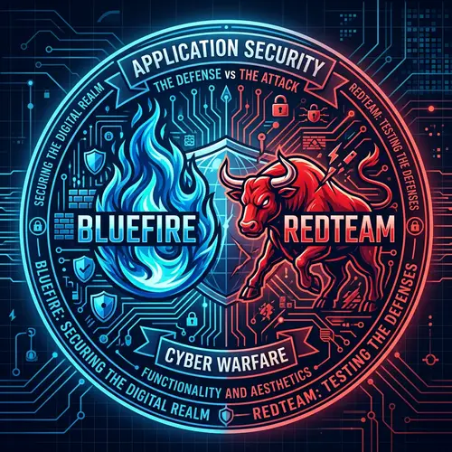 Bluefire vs Redteam Cyber Security Illustration | Tech Defense