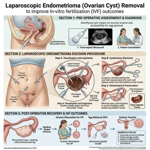 Endometriomas Removal for Optimal IVF Results - Medical Illustration