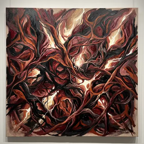 Endometriosis: Abstract Organic Shapes Representing Inflammation & Pain