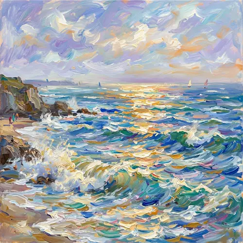 Impressionist Ocean Art | Vibrant Brushstrokes & Wave Motions