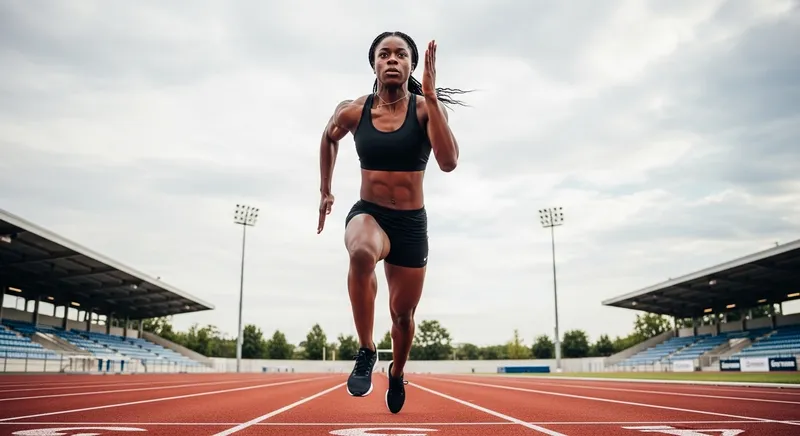Dynamic Female Sprinter in Action - Athletic Photography