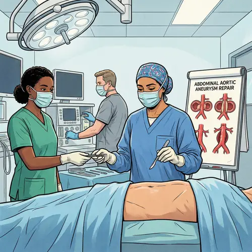 Surgical Procedure Illustration in Sterile Hospital Setting