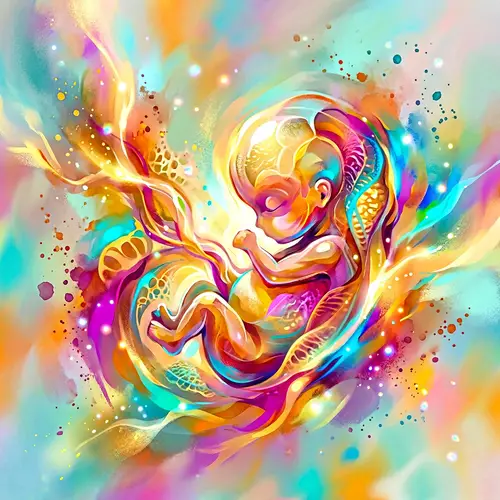 Vibrant Abstract Representation of an Embryo | Dynamic & Miraculous
