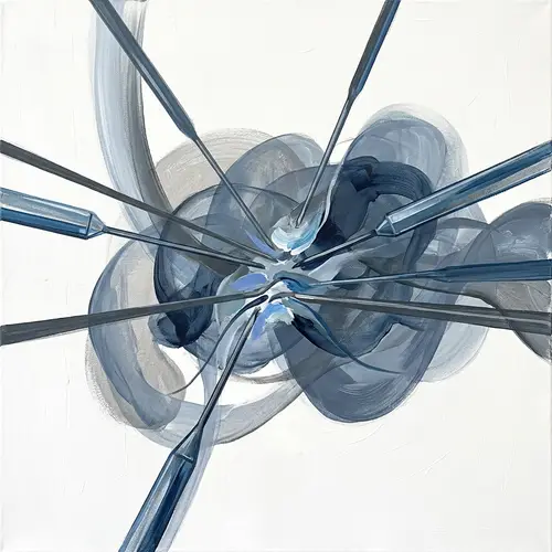 Laparoscopy Surgery Artwork - Abstract Painting in Blues and Greys
