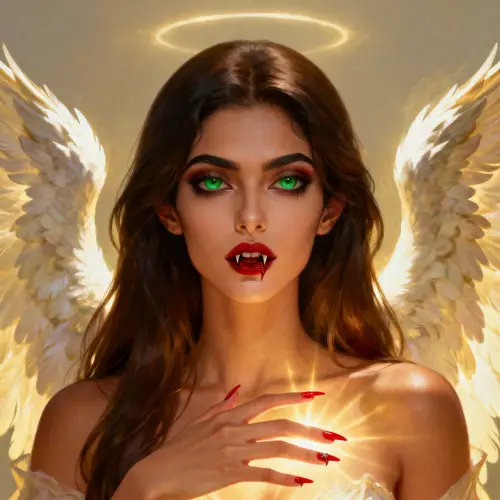 Enchanting Half Angel, Half Vampire Fantasy Art