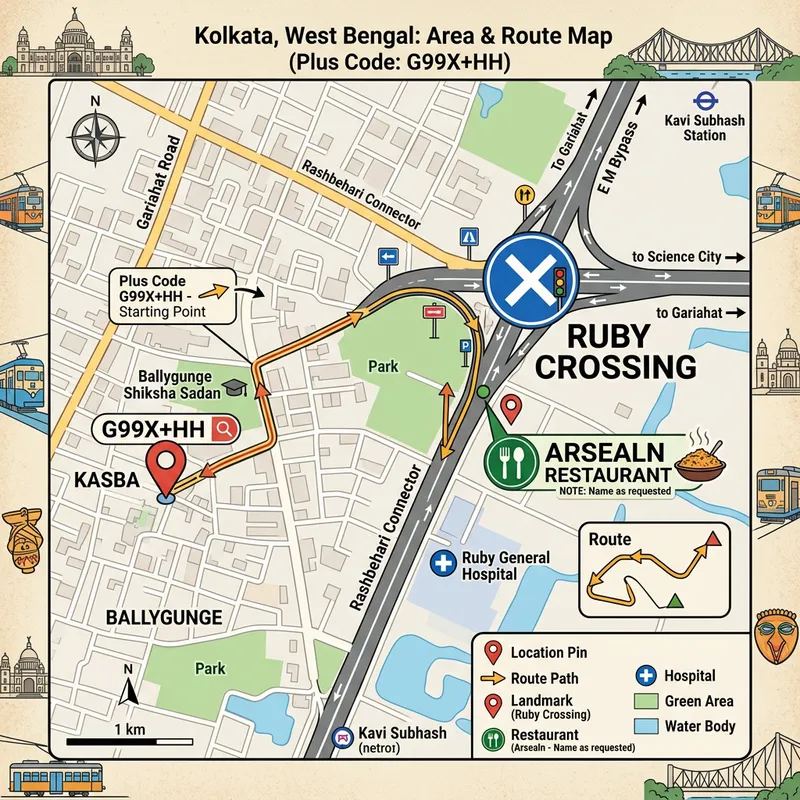Detailed Route Map for G99X+HH - Ruby Crossing & Arsealn Restaurant