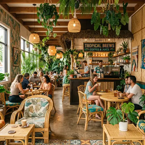 Tropical-Themed Coffee Shop: Vibrant & Inviting