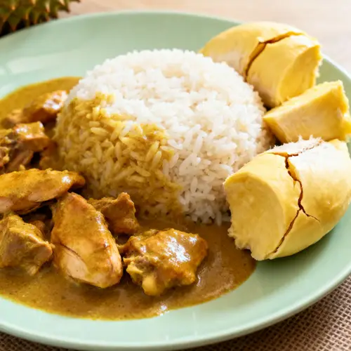 Delicious Chicken Curry Rice with Durian