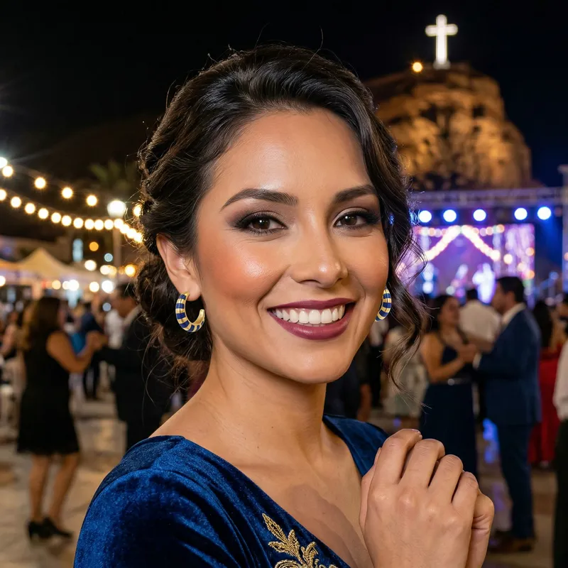 Elegant Latin American Woman in Stylish Earrings Elegant Latin American Woman in Stylish Earrings