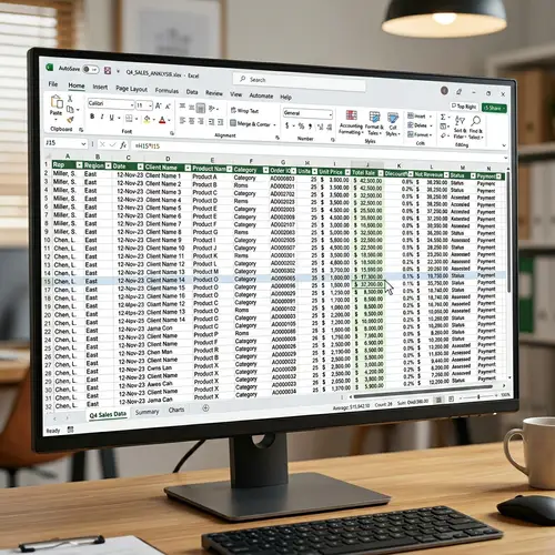 Excel Spreadsheet Software Interface for Data Management and Analysis