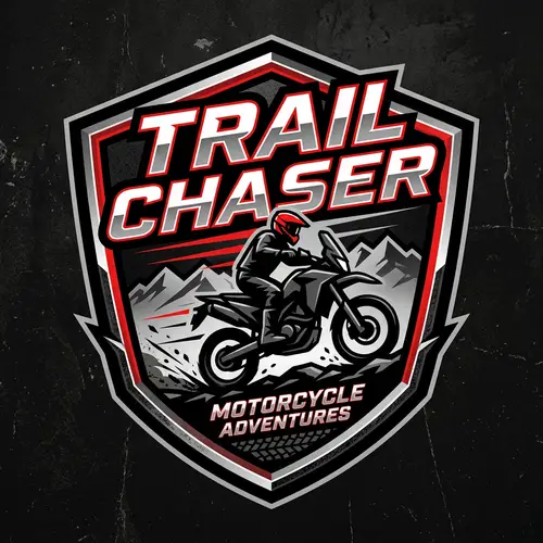 Trail Chaser Motorcycle Logo | Adventure Typography Design