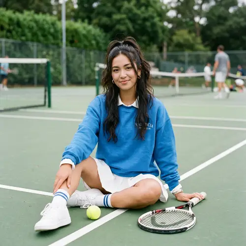 Confident Young Woman on Tennis Court