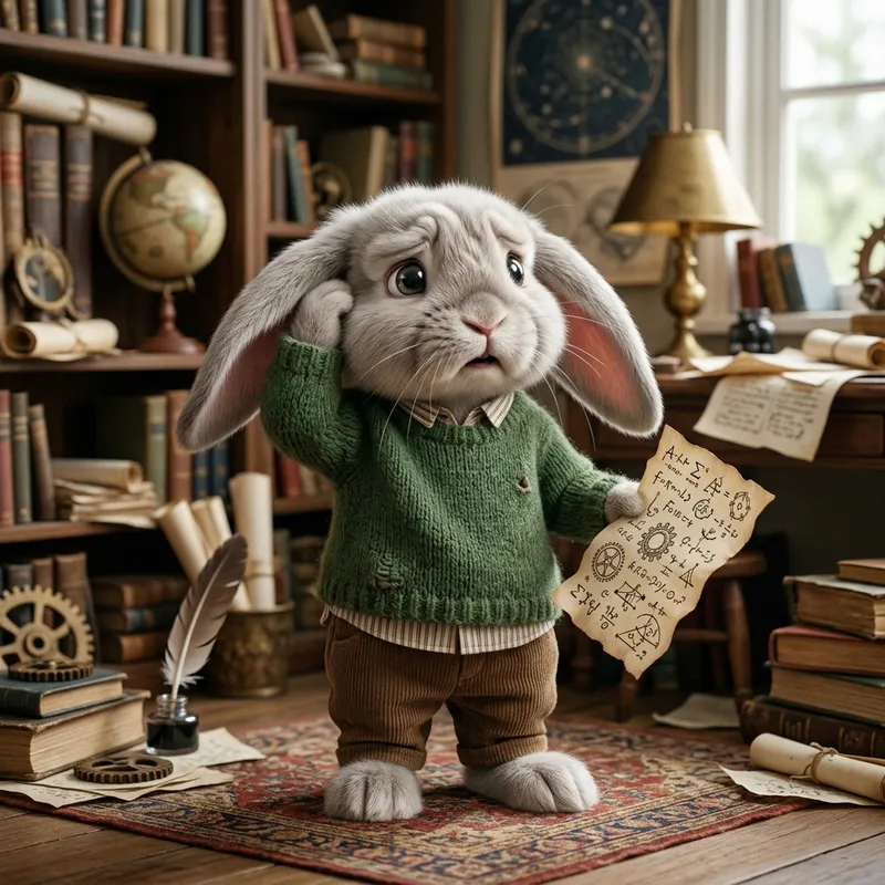 Confused Bugs Bunny: Cute Anthropomorphic Character