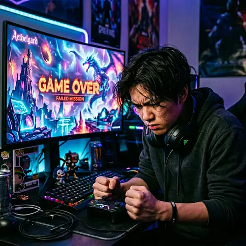 Intense Gaming Session: East Asian Teenager Despair