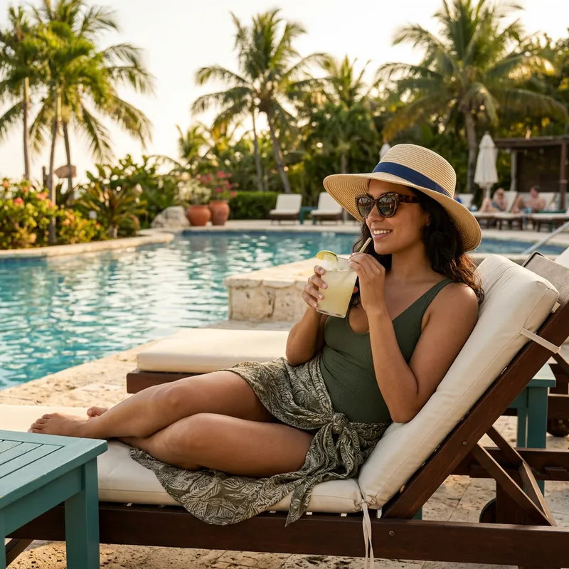 Seductive Poolside Beauty: Gorgeous Woman by the Pool Seductive Poolside Beauty: Gorgeous Woman by the Pool