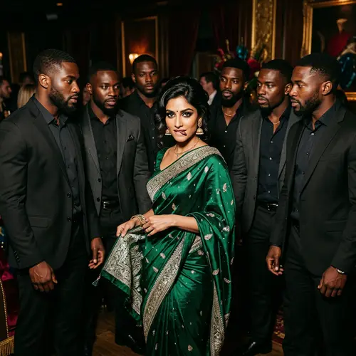 Alluring Indian Model in Shimmering Saree