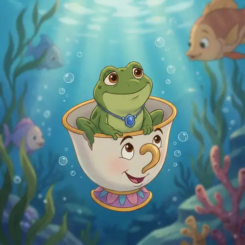 Tianna Frog Art in Disney Style Underwater