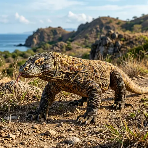 Hyperrealistic Komodo Dragon Sculpture Made with Lentil Scales