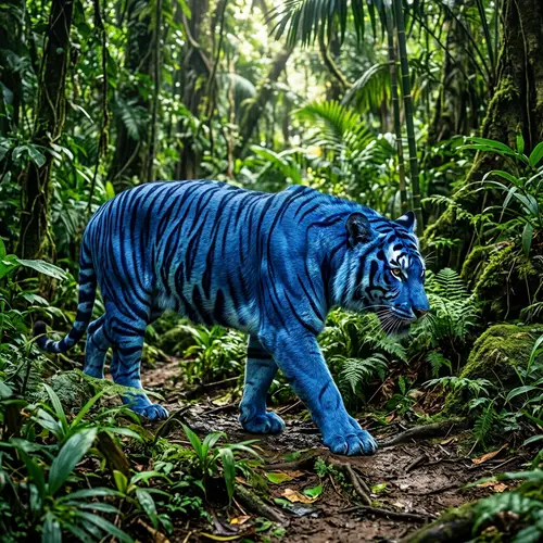 Majestic Blue Tiger: A Striking Landscape Art